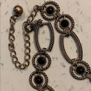Vintage Chain Belt - Brass & Black Bakelite Stones